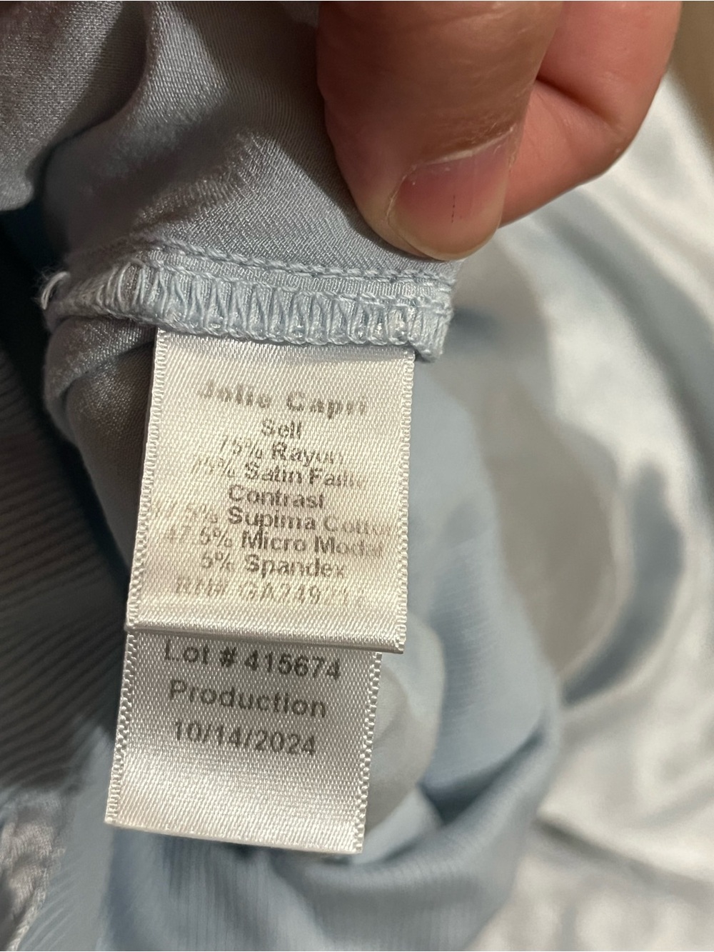 PJ Harlow Jolie Satin Capri Pants | Baby Blue | Small | Flowy Lounge - Picture 5 of 8